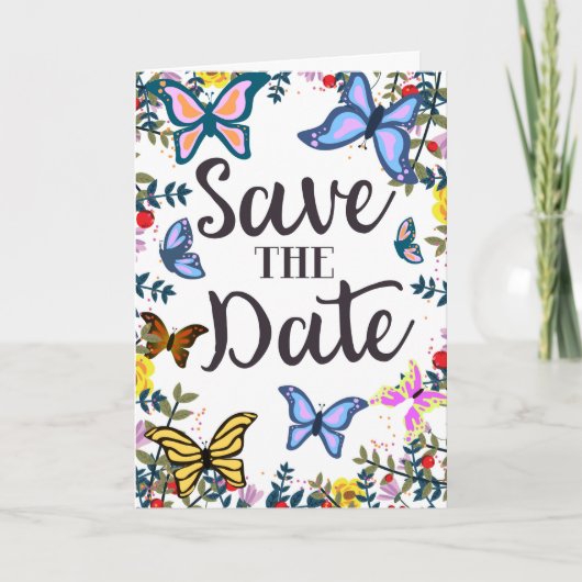 Save the Date Vintage Schmetterlinge. (Vorderseite)