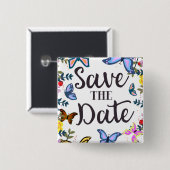 Save the Date Vintage Schmetterlinge. Button (Vorne & Hinten)