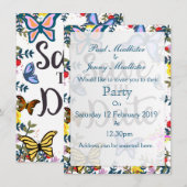 Save the Date Vintage Schmetterlinge. Einladung (Vorne/Hinten)