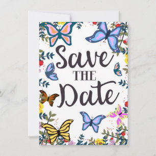 Save the Date Vintage Schmetterlinge. Einladung