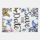 Save the Date Vintage Schmetterlinge. Geschirrtuch (Horizontal)