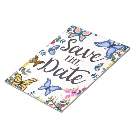 Save the Date Vintage Schmetterlinge. Notizblock (angewinkelt)