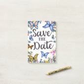 Save the Date Vintage Schmetterlinge. Post-it Klebezettel (Auf Schreibtisch)