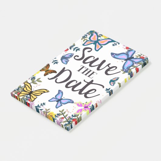 Save the Date Vintage Schmetterlinge. Post-it Klebezettel (angewinkelt)