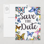 Save the Date Vintage Schmetterlinge. Postkarte (Vorne/Hinten)