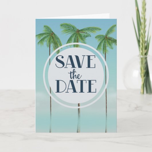 Save the Date Vintage Tropenpalmen (Vorderseite)