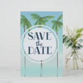 Save the Date Vintage Tropenpalmen (Stehend Vorderseite)