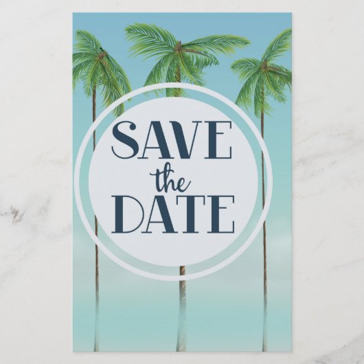 Save the Date Vintage Tropenpalmen (Vorderseite)