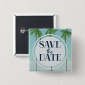 Save the Date Vintage Tropenpalmen Button (Vorne & Hinten)