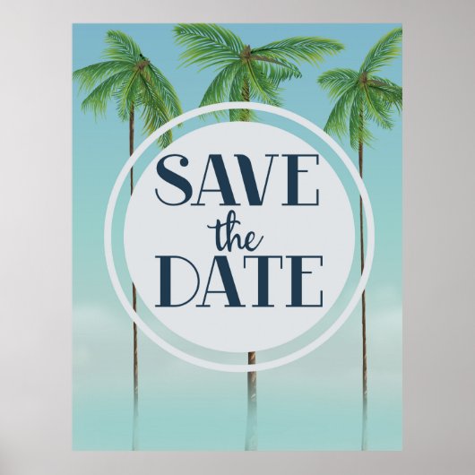 Save the Date Vintage Tropenpalmen Poster (Vorne)