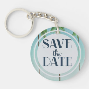 Save The Date Vintage Tropische Palmen Schlüsselanhänger