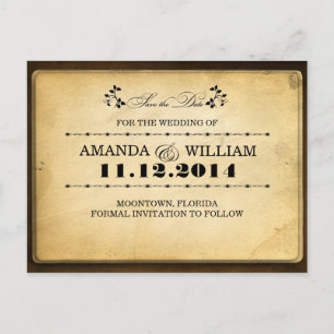 Save the Date Vintage Typografie Ankündigungspostkarte