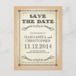Save the Date Vintage Typografie Ankündigungspostkarte