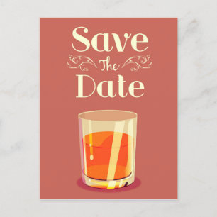 Save The Date Vintage Whiskey Getränk Postkarte