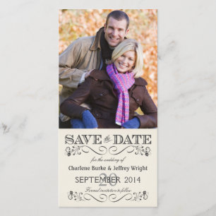 Save the Date Vintage White Wedding Fotokarten