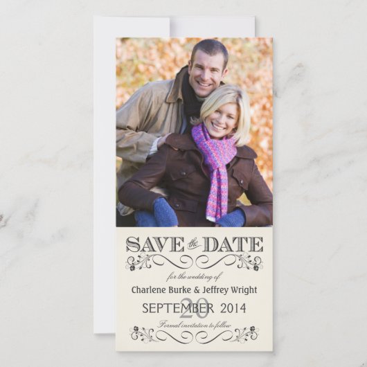 Save the Date Vintage White Wedding Fotokarten (Vorderseite)