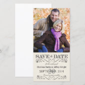 Save the Date Vintage White Wedding Fotokarten (Vorne/Hinten)