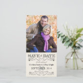 Save the Date Vintage White Wedding Fotokarten (Stehend Vorderseite)
