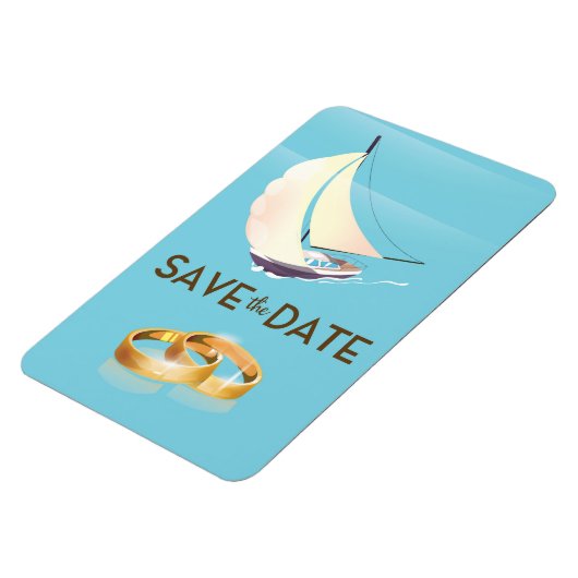 Save the Date Vintage Yacht- und Hochzeitsringe Magnet (Linke Seite)