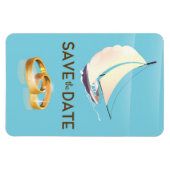 Save the Date Vintage Yacht- und Hochzeitsringe Magnet (Horizontal)