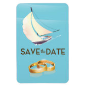 Save the Date Vintage Yacht- und Hochzeitsringe Magnet (Vertikal)