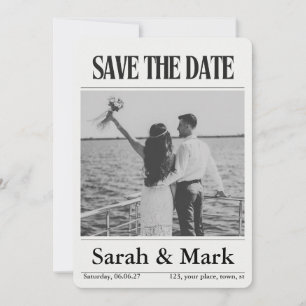 Save the Date Vintage-Zeitung im Trend rund
