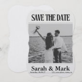 Save the Date Vintage-Zeitung im Trend rund (Vorne/Hinten)