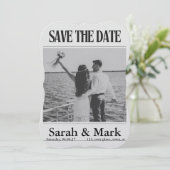 Save the Date Vintage-Zeitung im Trend rund (Stehend Vorderseite)