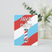 Save the Date Vintager Barberladen (Stehend Vorderseite)