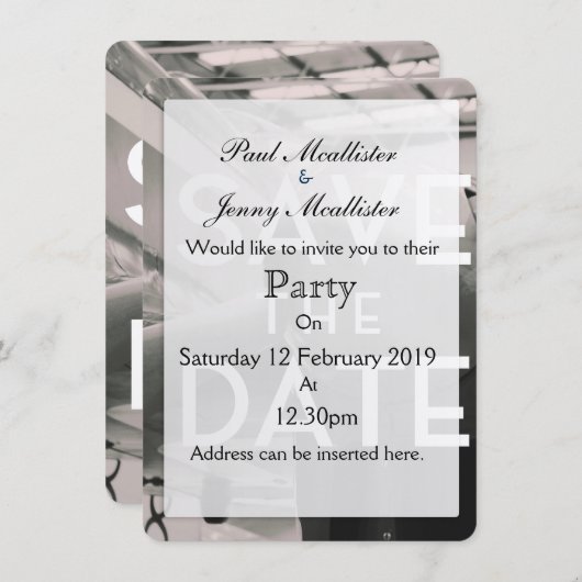 Save the Date Vintager Flugzeughanger Einladung (Vorne/Hinten)