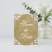 Save the Date Vintager Golddampfer und Holz Ankündigungspostkarte (Stehend Vorderseite)