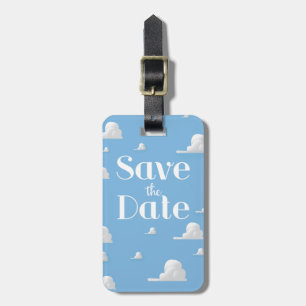 Save the Date Vintager Himmel und Wolken laden ein Gepäckanhänger