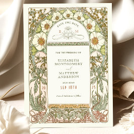 Save the Date Vintager Jugendstil von Mucha Einladung
