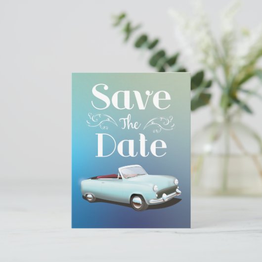 Save the Date Vintager Klassiker Postkarte (Stehend Vorderseite)