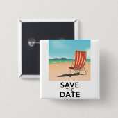 Save the Date Vintager Liegestuhl Button (Vorne & Hinten)