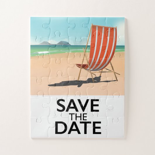 Save the Date Vintager Liegestuhl Puzzle (Vertikal)
