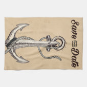 Save the Date Vintager Nautikanker Geschirrtuch (Horizontal)