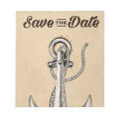 Save the Date Vintager Nautikanker Notizblock (Vorderseite)