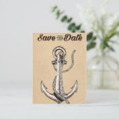 Save the Date Vintager Nautikanker Postkarte (Stehend Vorderseite)