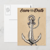 Save the Date Vintager Nautikanker Postkarte (Vorne/Hinten)
