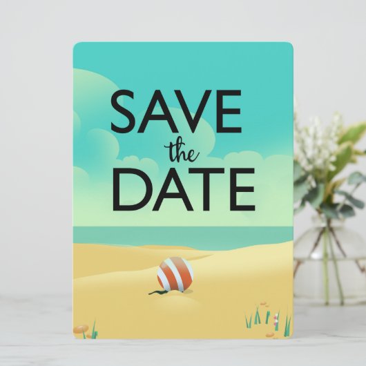 Save the Date Vintager Strand (Stehend Vorderseite)