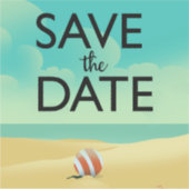 Save the Date Vintager Strand Aufkleber (Vorderseite)