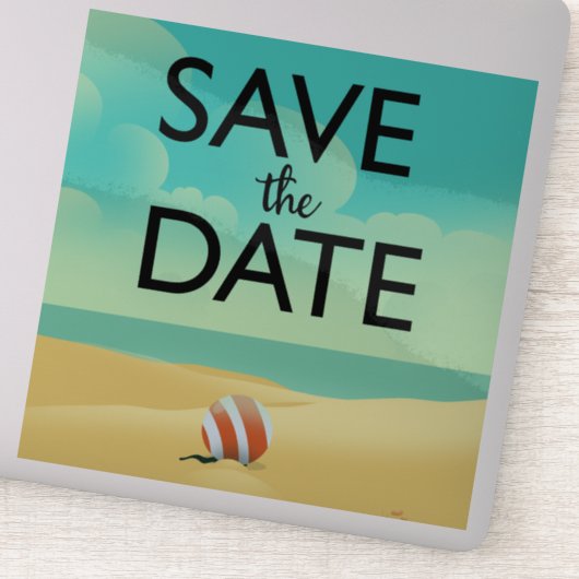 Save the Date Vintager Strand Aufkleber (Detail)