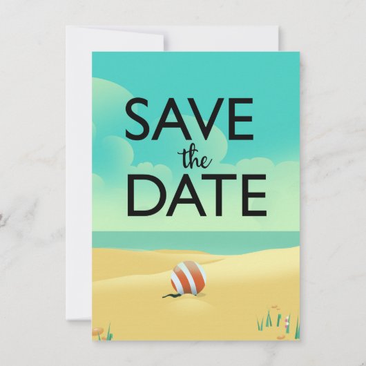 Save the Date Vintager Strand Einladung (Rückseite)