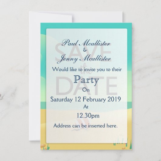 Save the Date Vintager Strand Einladung (Vorderseite)
