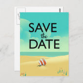 Save the Date Vintager Strand Postkarte (Vorne/Hinten)