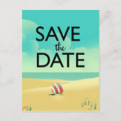 Save the Date Vintager Strand Postkarte (Vorderseite)