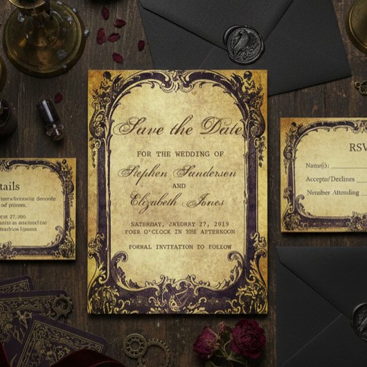 Save the Date Vintager Viktorianischer Antiquitäte Ankündigungspostkarte