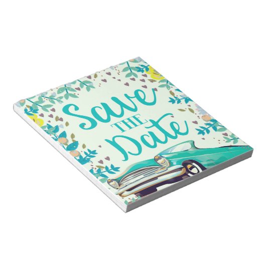 Save the Date Vintager Vintager Oldtimer. Notizblock (angewinkelt)