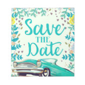 Save the Date Vintager Vintager Oldtimer. Notizblock (Vorderseite)
